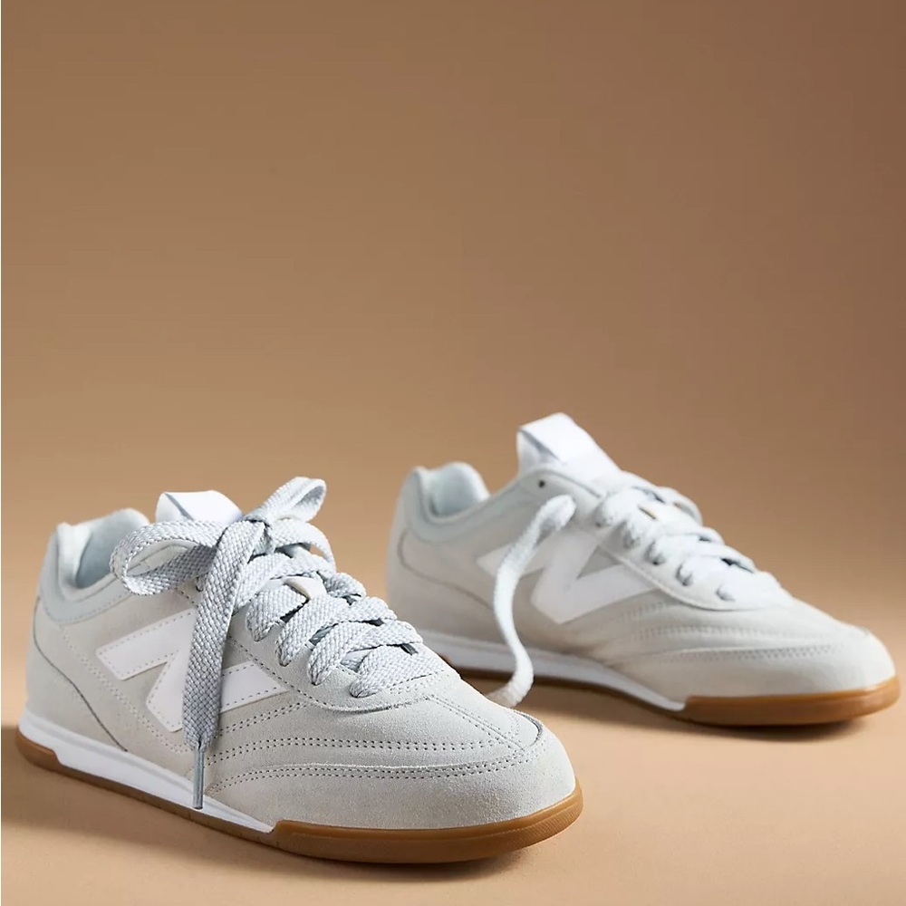 New Balance Light Gray and White Sneakers